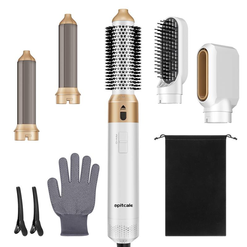 5-in-1 Ionic Blow Dryer Brush Set - Versatile Hot Air Straightener, Curler & Volumizer for All Hair Types