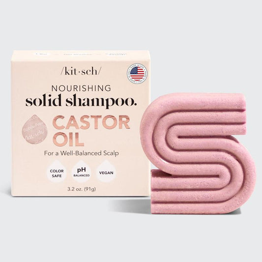 Kitsch Castor Oil Shampoo Bar - Nourish & Hydrate Your Hair Naturally with Vegan Solid Shampoo, Paraben-Free, 3.2oz, Made in the USA