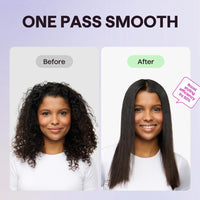 Wavytalk Nano-Titanium Steam Sesh Hair Straightener Brush - Achieve Frizz-Free, Shiny Hair with Detachable Comb & 1.38'' Wide Plate