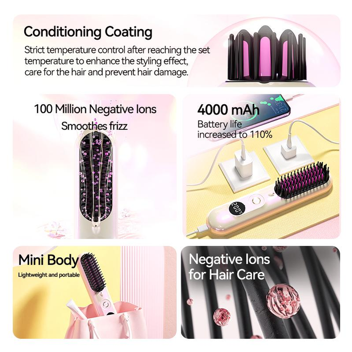 Transform Your Hair in 10 Seconds: Ultimate Anti-Frizz Straightening Brush with Negative Ion Technology