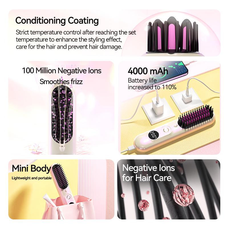 Transform Your Hair in 10 Seconds: Ultimate Anti-Frizz Straightening Brush with Negative Ion Technology