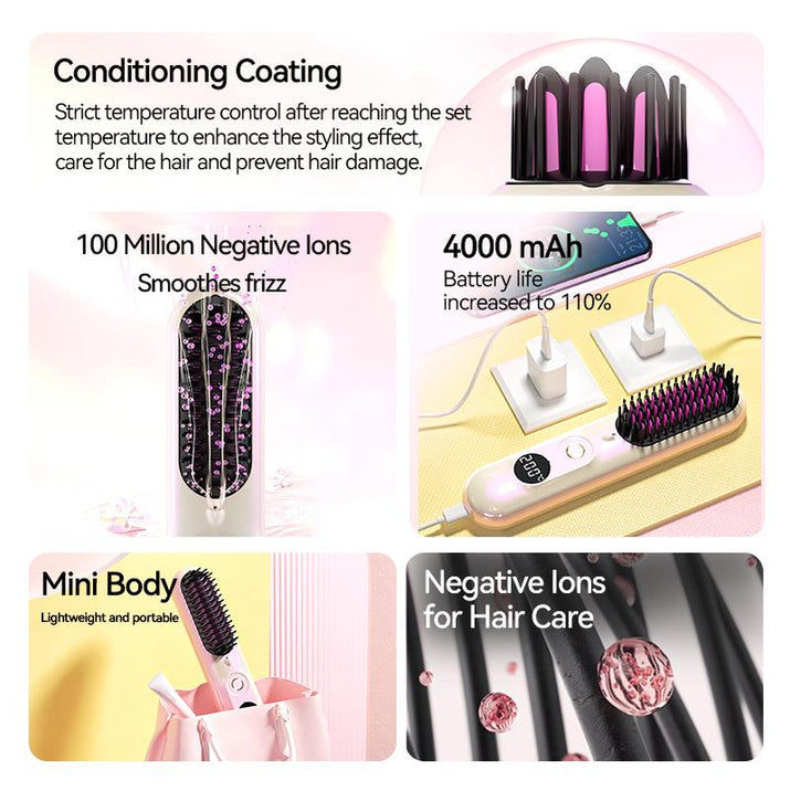 Transform Your Hair in 10 Seconds: Ultimate Anti-Frizz Straightening Brush with Negative Ion Technology