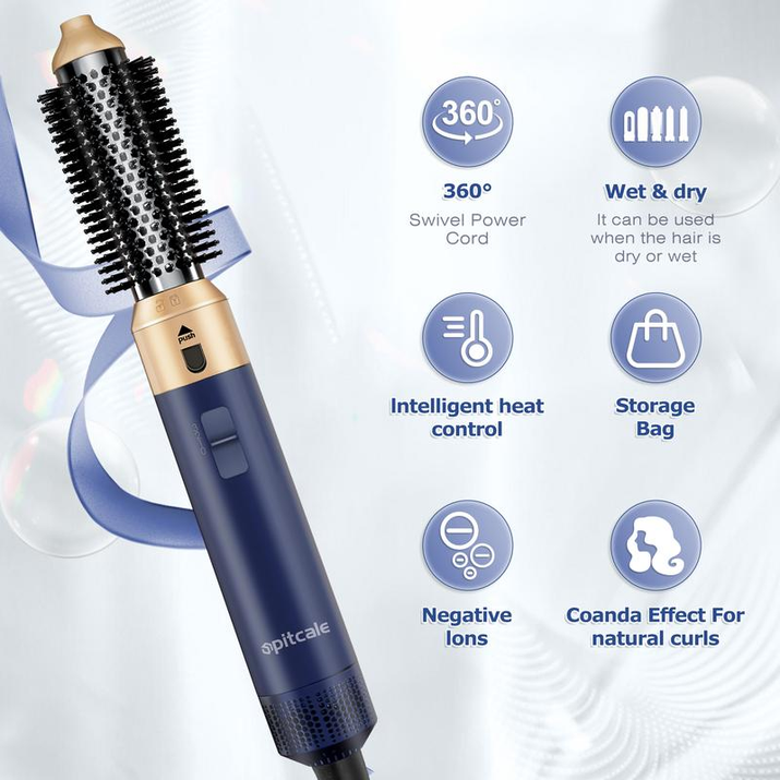 5-in-1 Ionic Blow Dryer Brush Set - Versatile Hot Air Straightener, Curler & Volumizer for All Hair Types