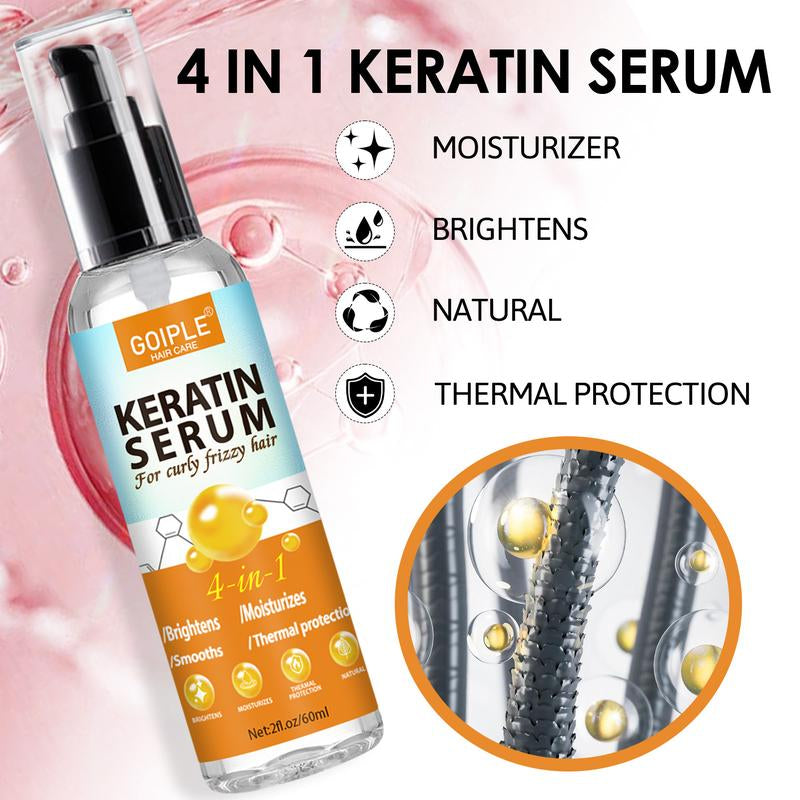 Ultimate Hair Care Duo: Rosewater Spray & Keratin Serum for Frizz-Free Curls + Curl Defining Brush