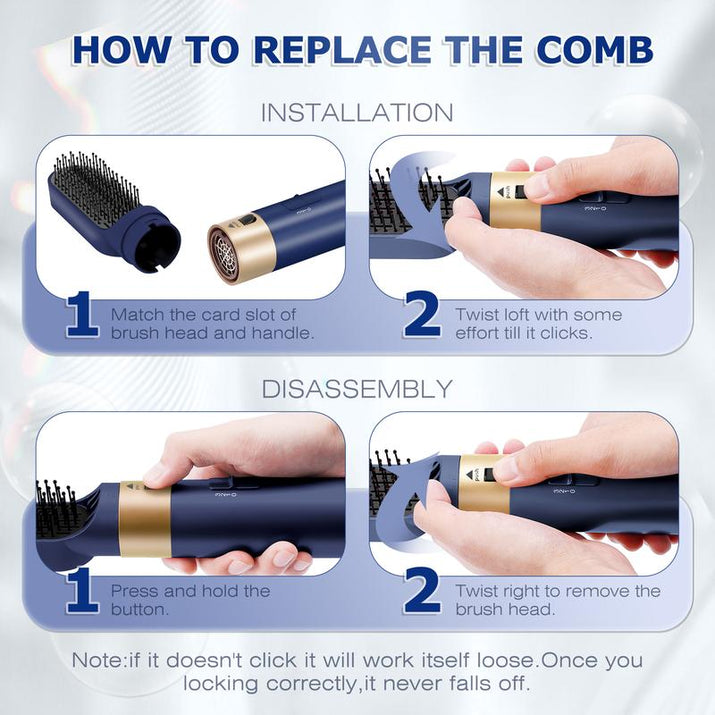 5-in-1 Ionic Blow Dryer Brush Set - Versatile Hot Air Straightener, Curler & Volumizer for All Hair Types