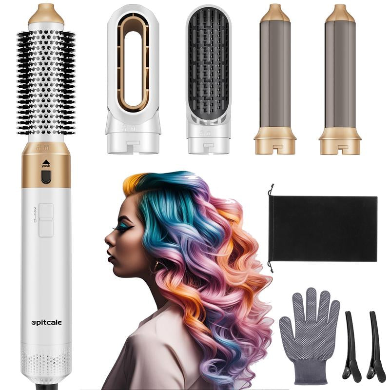 5-in-1 Ionic Blow Dryer Brush Set - Versatile Hot Air Straightener, Curler & Volumizer for All Hair Types