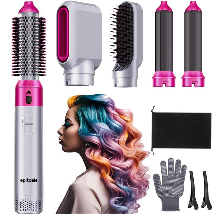 5-in-1 Ionic Blow Dryer Brush Set - Versatile Hot Air Straightener, Curler & Volumizer for All Hair Types