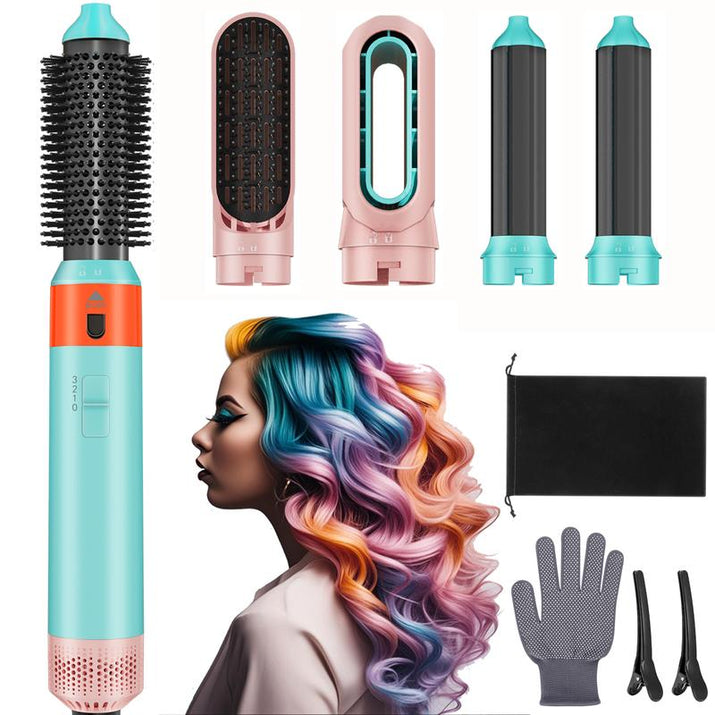 5-in-1 Ionic Blow Dryer Brush Set - Versatile Hot Air Straightener, Curler & Volumizer for All Hair Types